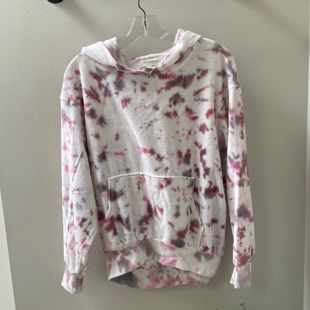 Treasure and Bond white, hooded, tie-dye sweatshirt